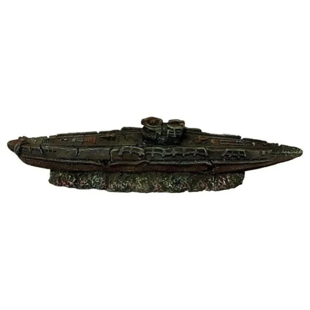 Small Submarine Aquarium Decorations, Battleship Group Ornament OSI #90603